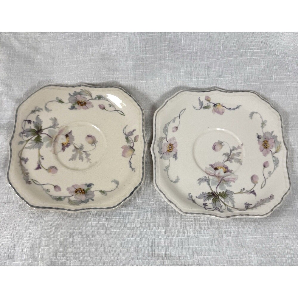 Vintage Stuebenville Pottery Saucers Set of 2 Rose Dawn Floral Pattern STB137 5”